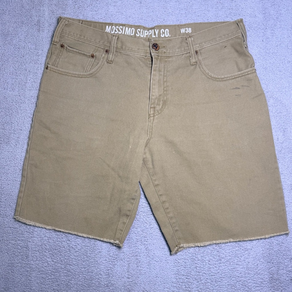Mossimo Supply Co Distressed Cuttoff Shorts Men’s 36x10 Beige Canvas Relaxed Fit